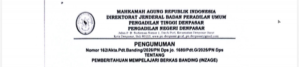 PENGUMUMAN TENTANG PEMBERITAHUAN MEMPELAJARI BERKAS BANDING (INZAGE)